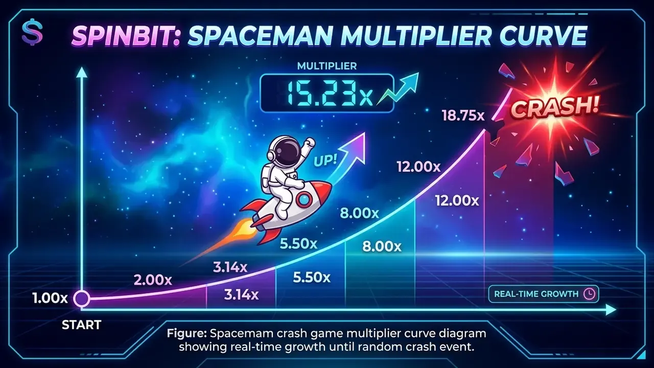 Spaceman crash game multiplier curve diagram