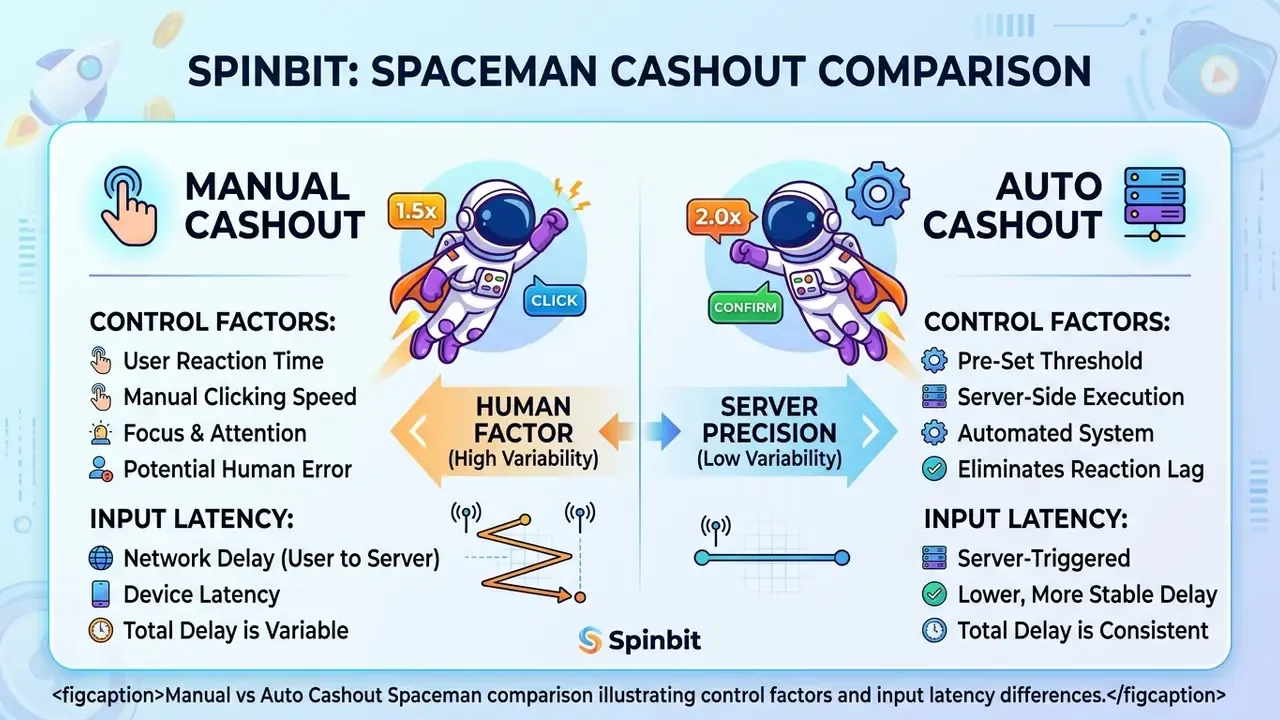 Manual vs Auto Cashout Spaceman comparison